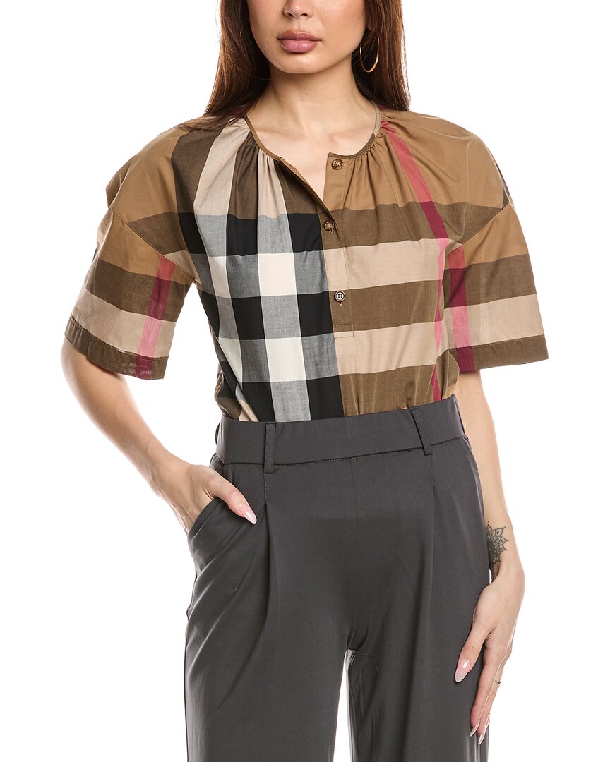 Burberry Check Top In Brown