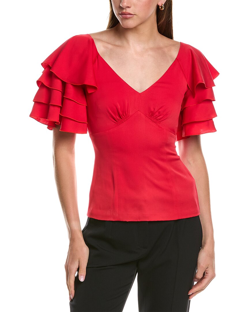 Dolce & Gabbana Tiered Silk-blend Satin Top In Red