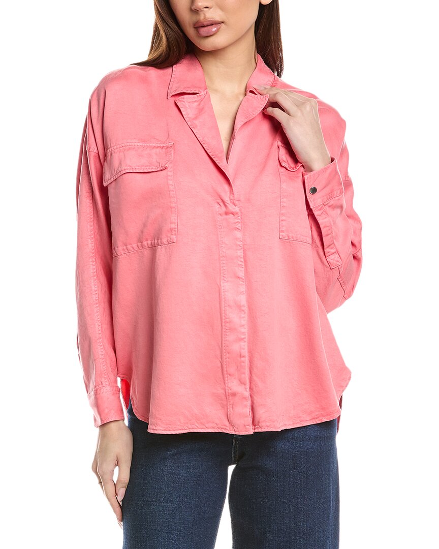 Hugo Boss Regular-fit Blouse In Soft Canvas With Chest Pockets In Pink