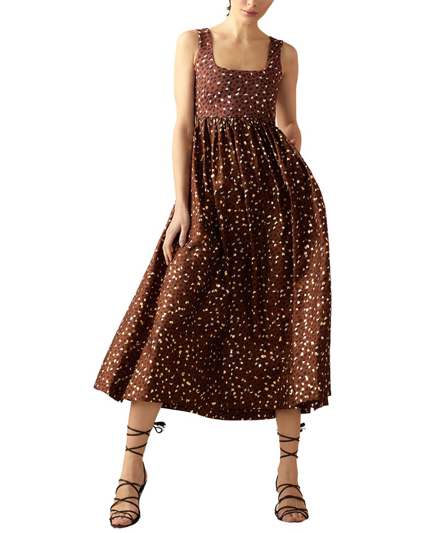 Shop Cynthia Rowley Gold Foil Silk-trim Isla Dress