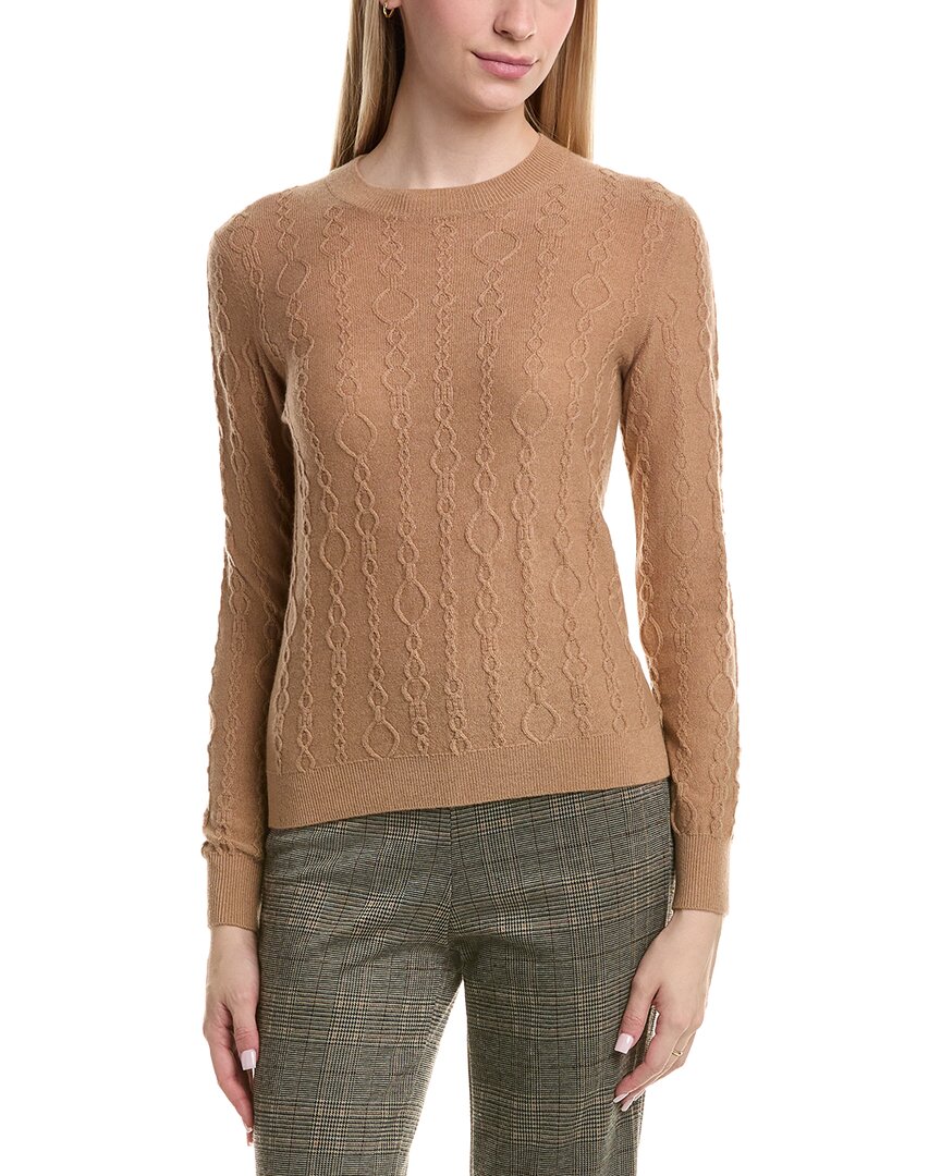 Bruno Magli Cable Crewneck Wool & Cashmere-blend Sweater In Gold