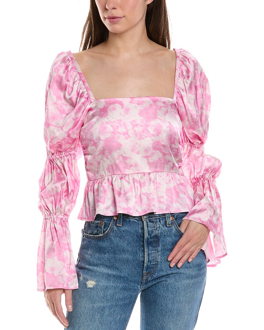 Ganni Satin Silk-blend Blouse In Pink