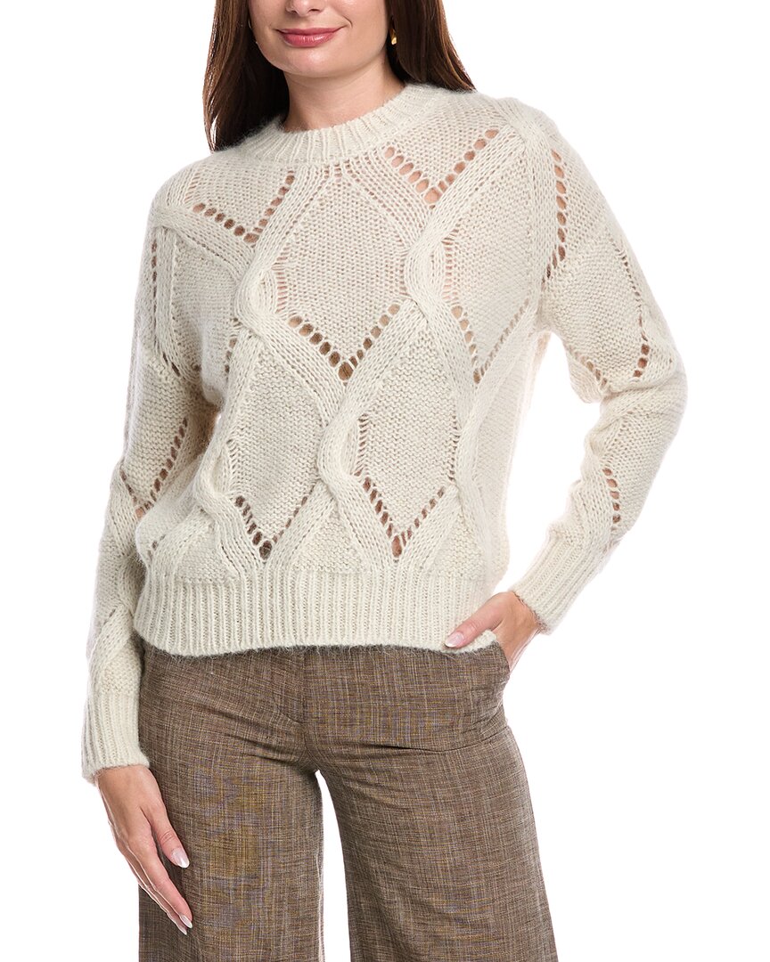 Peserico Open Knit Cable Alpaca & Wool-blend Sweater In Neutral