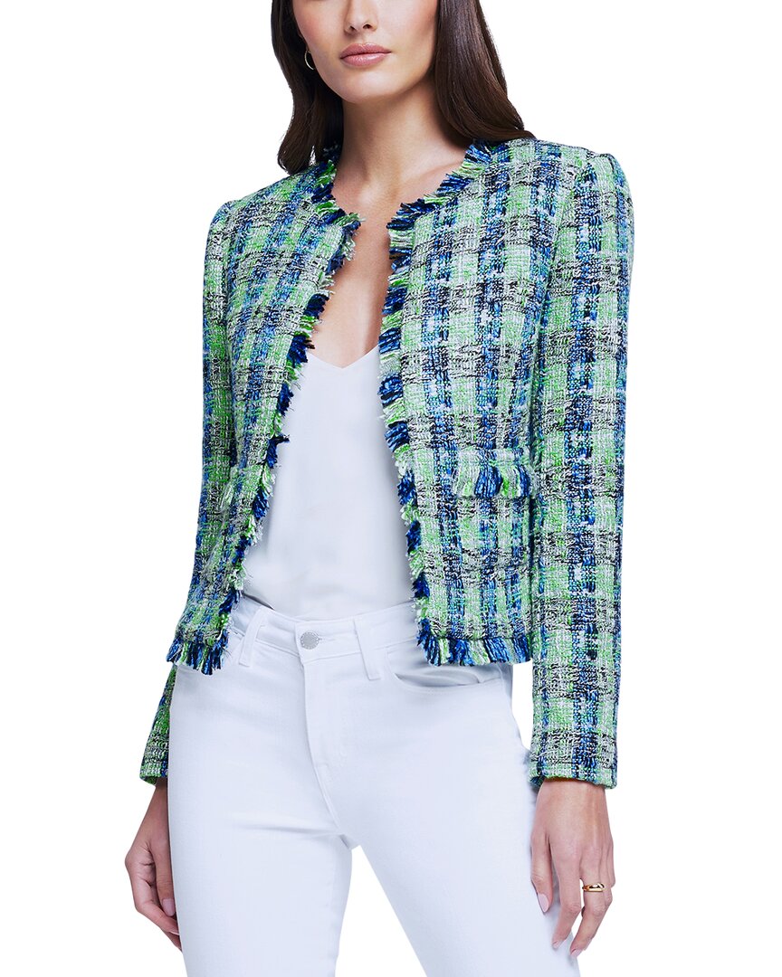 L Agence L'agence Angelina Wool-blend Blazer In Green