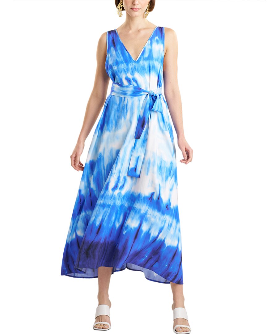 Natori Trapeze Tank Silk-blend Dress In Blue