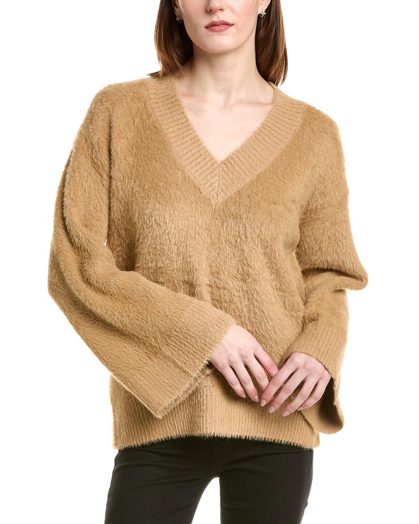 Love Token Fuzzy Eyelash Sweater In Brown