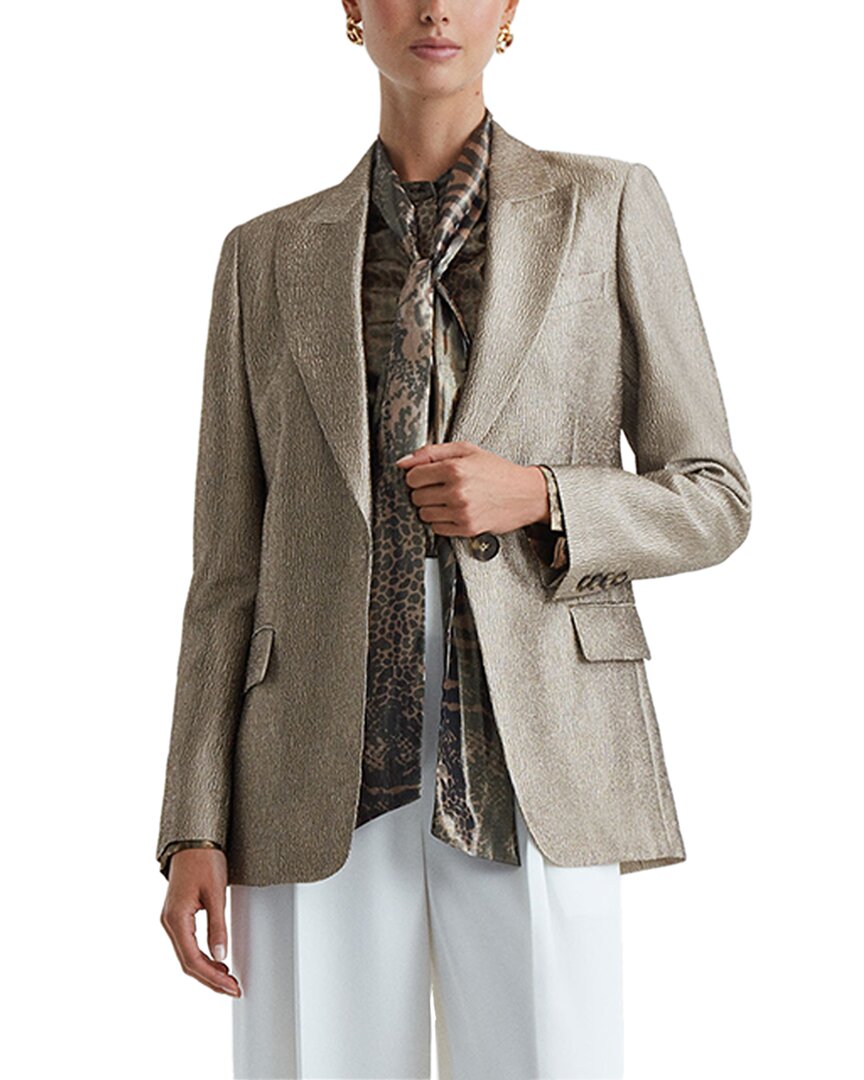 Reiss Mimi Blazer In Gold