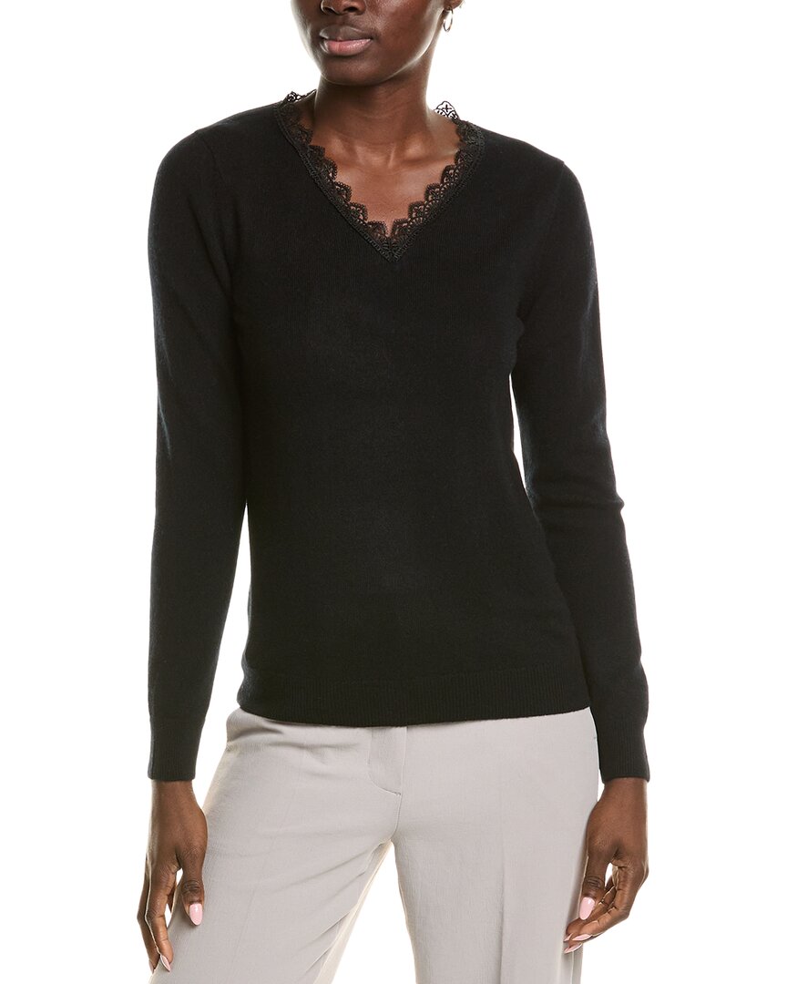 Sofiacashmere Relaxed Crewneck Cashmere Sweater In Black
