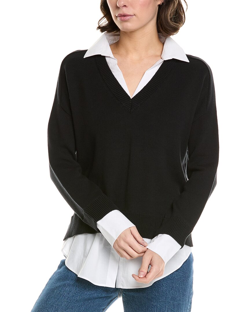 Shop 27 Miles Malibu Relaxed Fit Twofer Sweater In Black