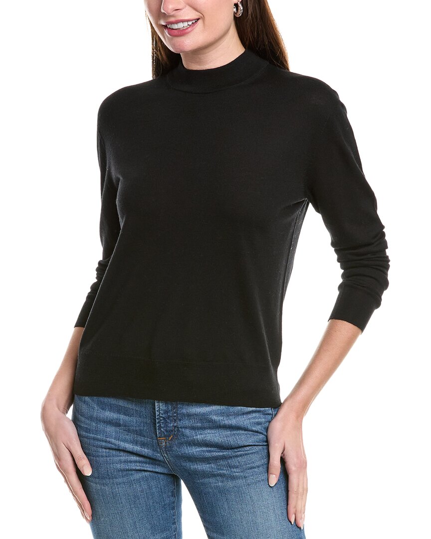 Vince Wool Mock Pullover In Black