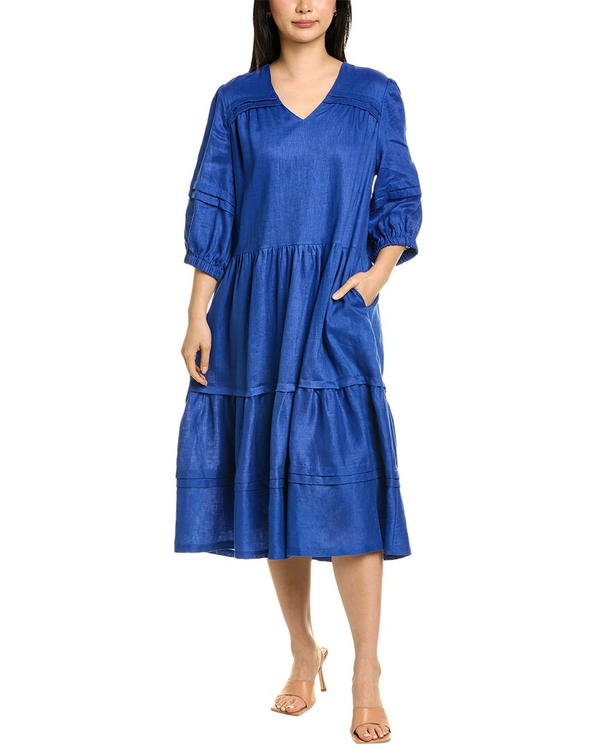 Tyler Boe Tyler Böe Meghan Linen Midi Dress In Blue