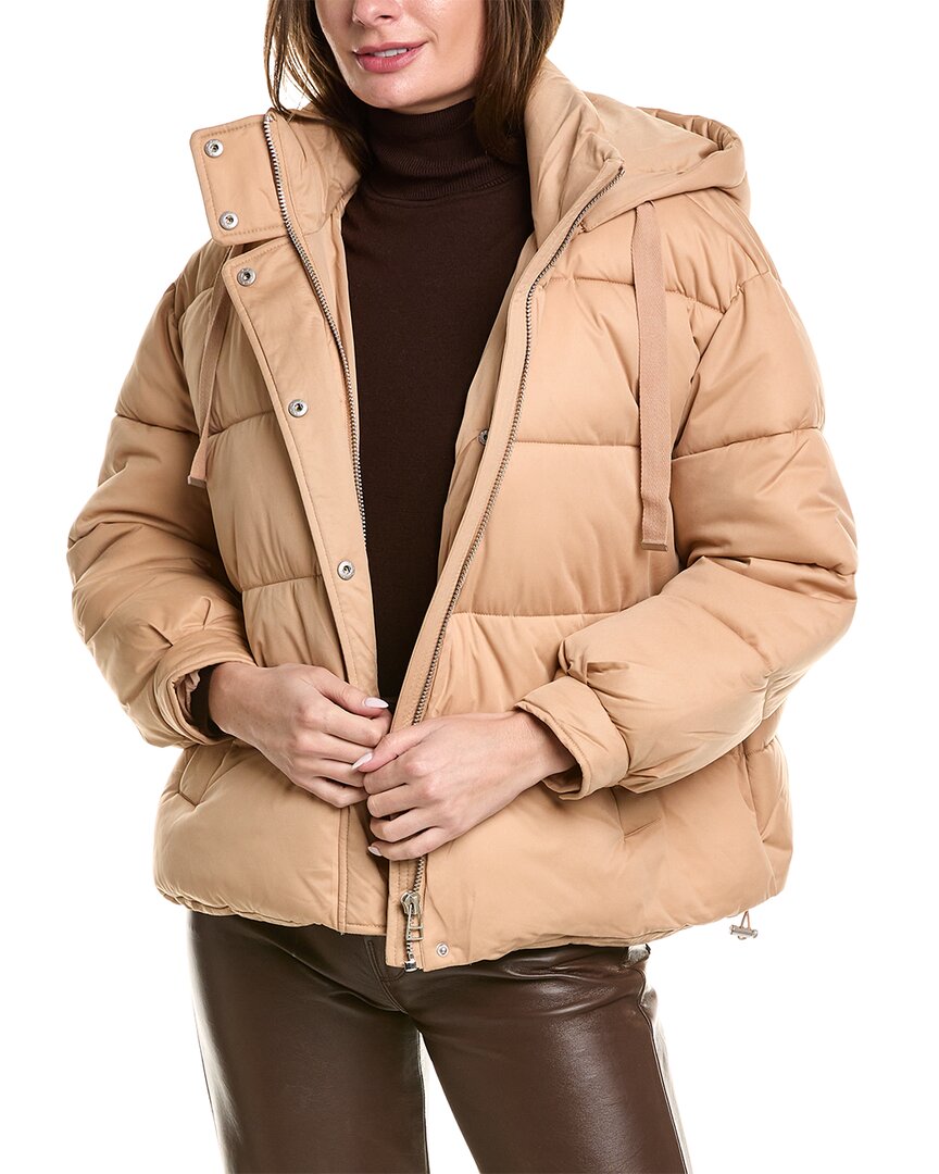 Shop Avec Les Filles Thermalpuff Hooded Puffer Jacket In Brown