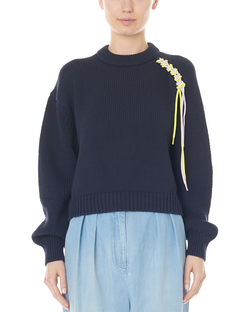 Tibi Tube Yarn Sweater Oversized Cropp In Blue