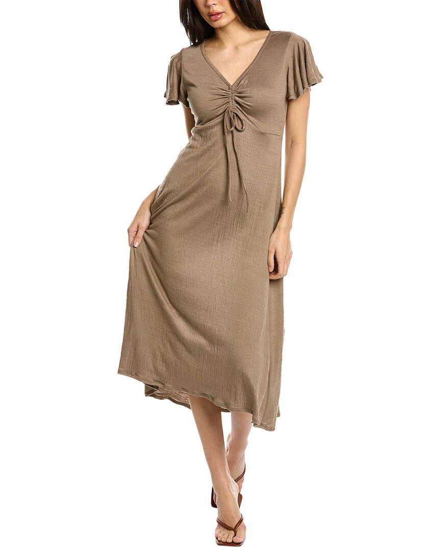 Max Studio Crinkled Midi Dress In Brown