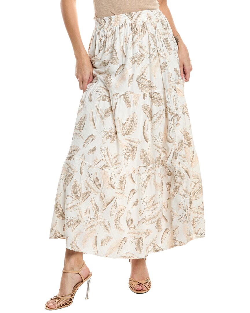 Elan Printed Tiered Maxi Skirt In Brown