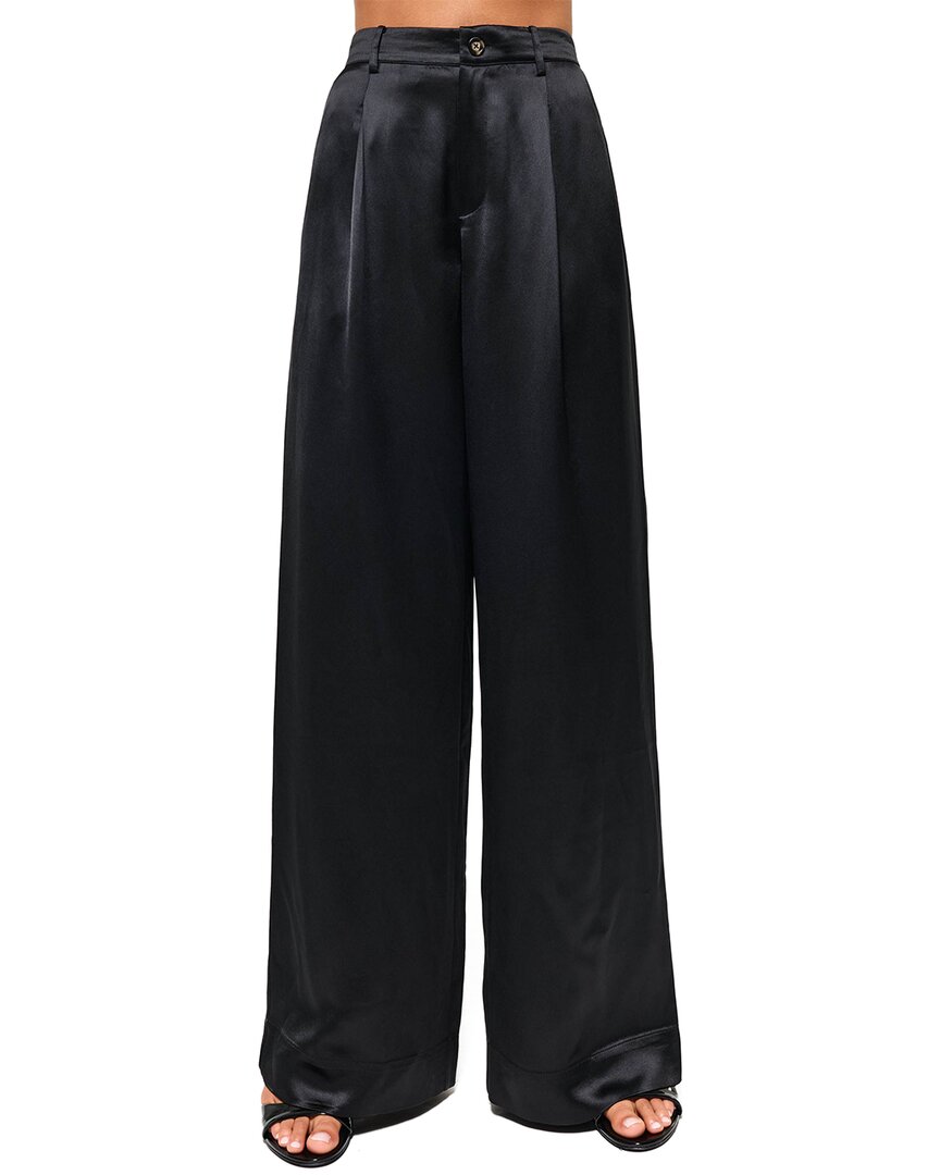 Cami Nyc Noura High Waist Wide Leg Satin Pants In Black
