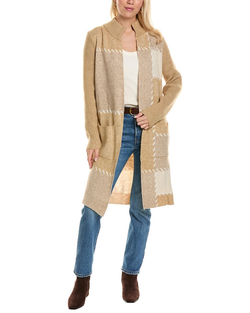 Joseph A Patchwork Open Front Cardigan In Brown