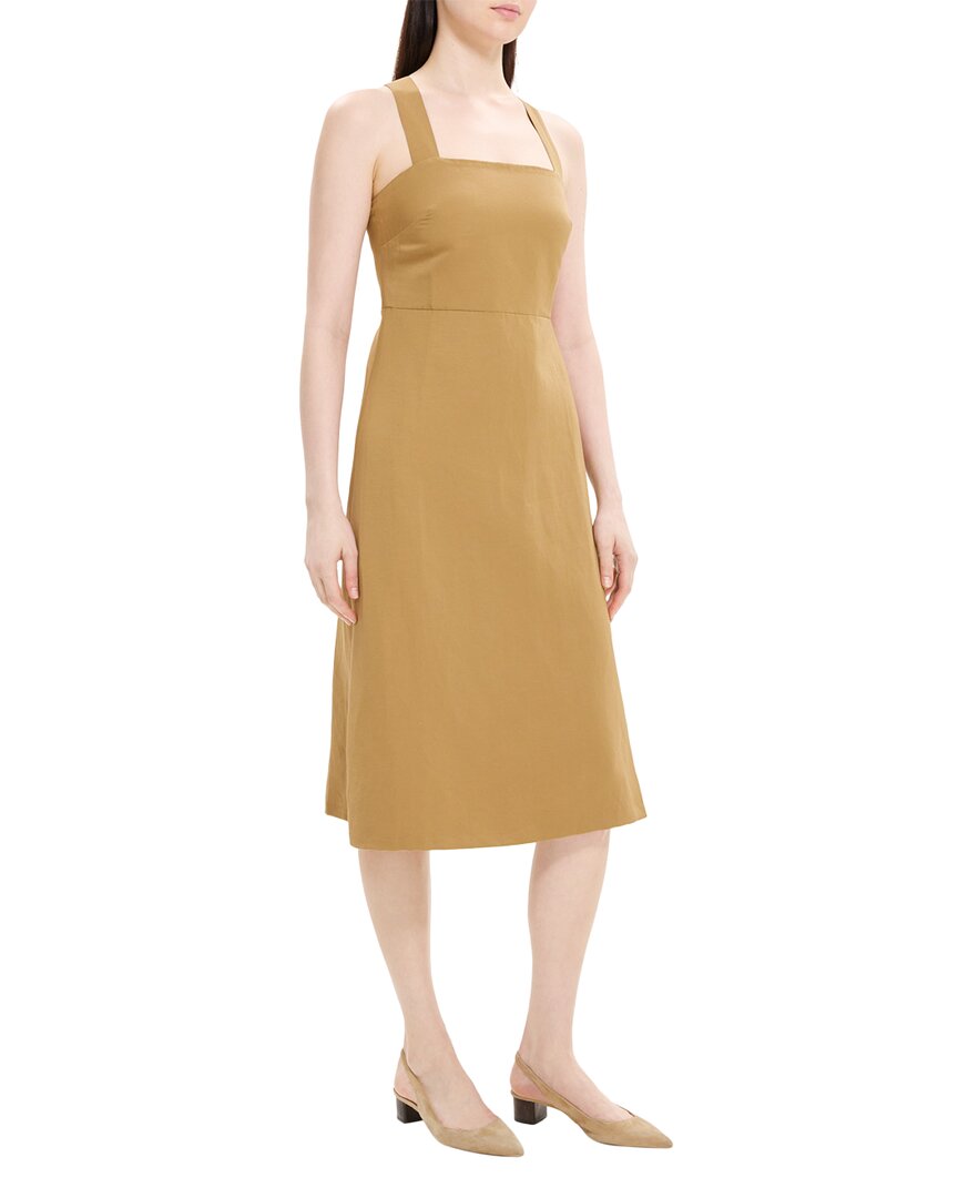 Shop Theory Crossback Linen-blend Midi Dress