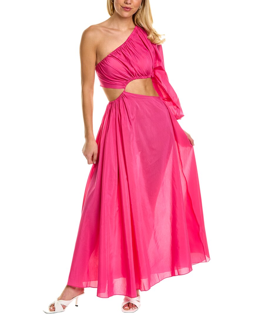 Shop Matteau One-shoulder Silk-blend Maxi Dress In Pink