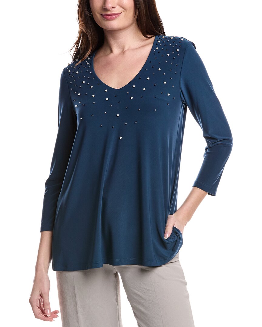 Shop Joseph Ribkoff Beaded Chest Blouse In Blue