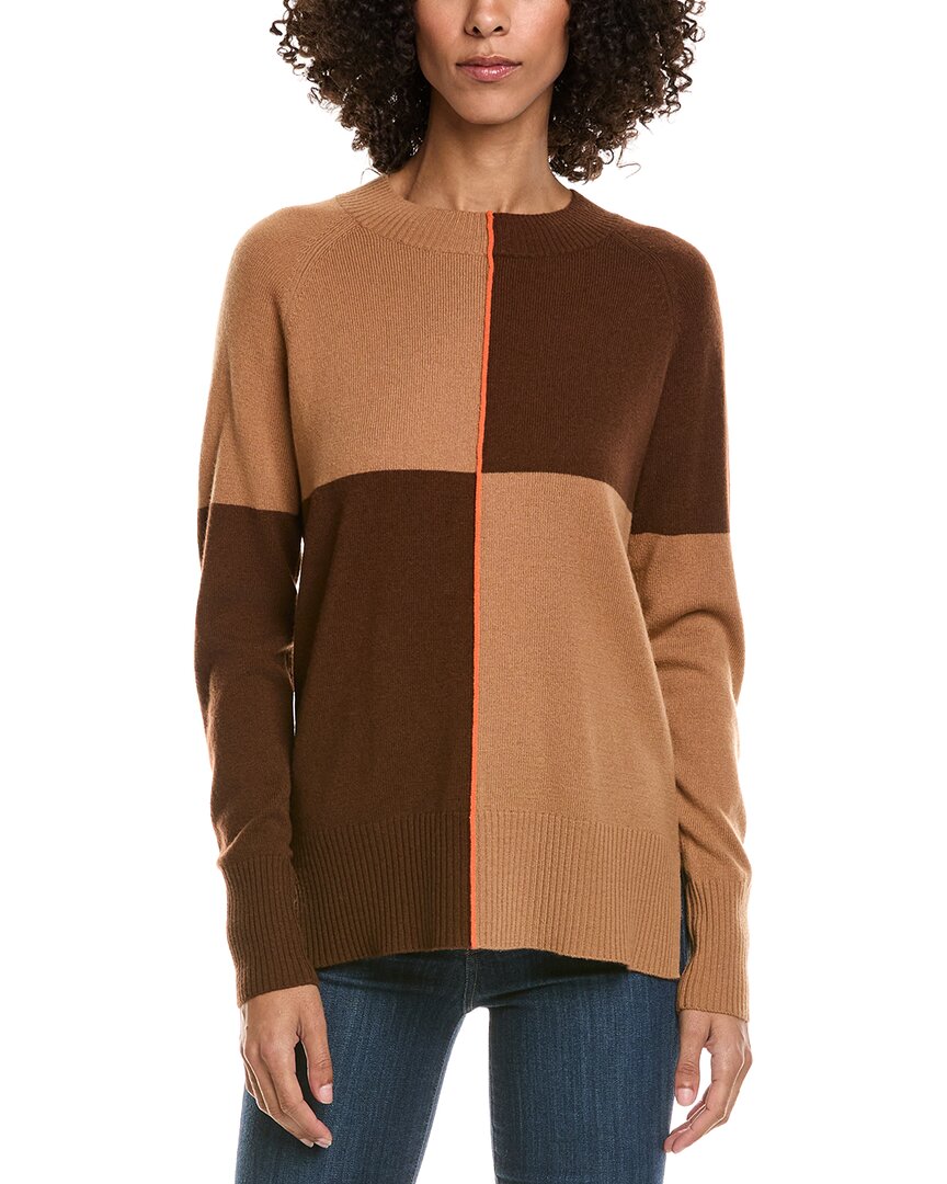 Incashmere Colorblocked Wool & Cashmere-blend Sweater In Brown