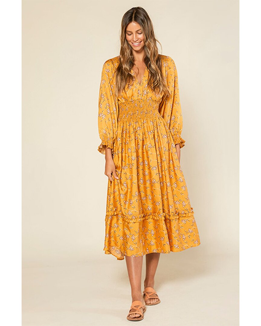 Shop Outerknown Oceana Silk-blend Dress In Yellow