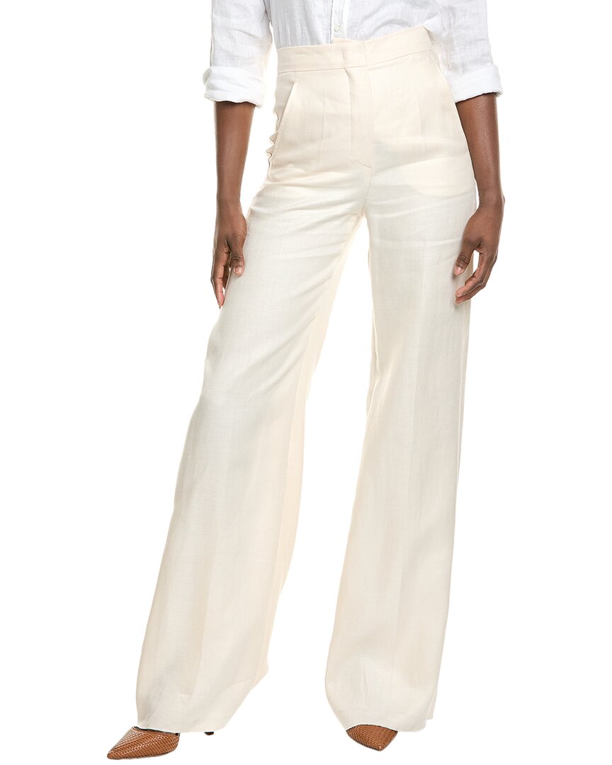 Max Mara Alcano Linen Trouser In White