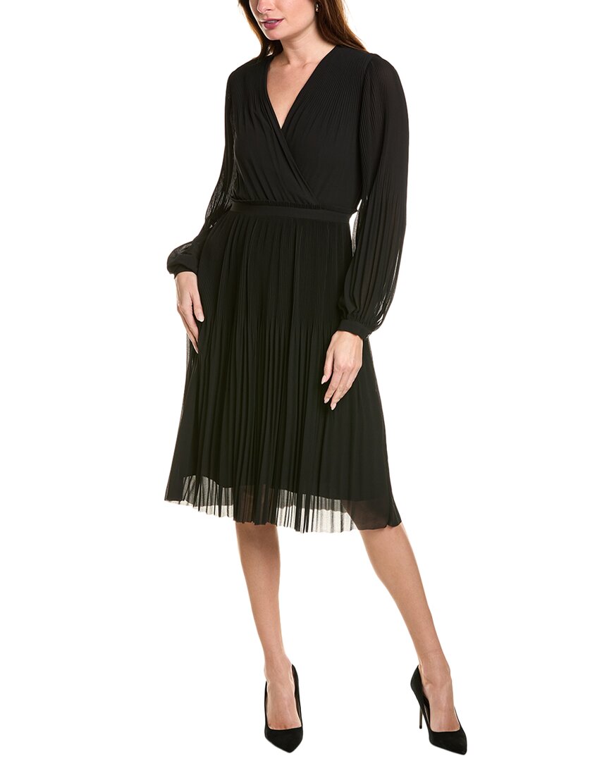 Shop Elie Tahari Allover Pleated Mini Dress In Black