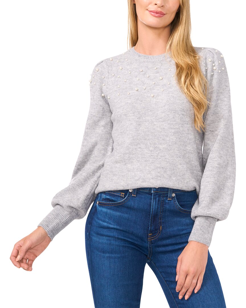 Shop Cece Scattered Pearl Sweater In Grey