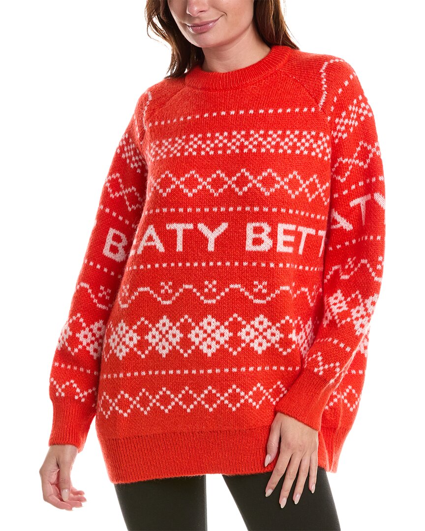 Shop Sweaty Betty Snow Fairisle Mohair & Wool-blend Sweater In Orange