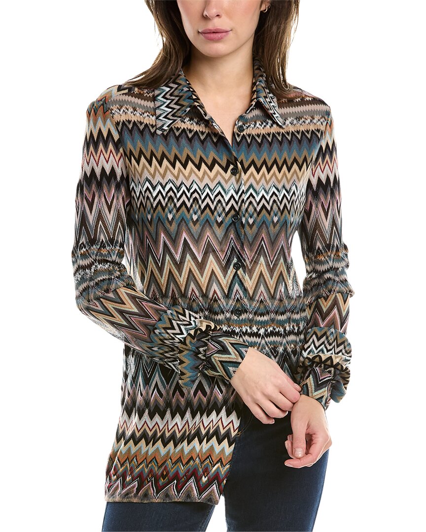 Shop Missoni Zigzag Wool-blend Shirt