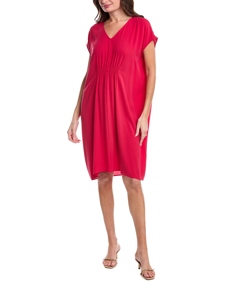 Eileen Fisher V-neck Silk Dress In Pink