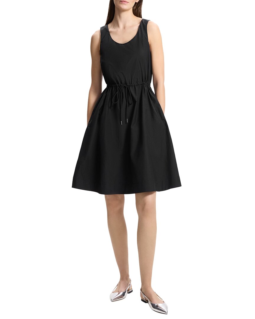 Theory Sleeveless Drawstring Dress In Cotton-blend In Black