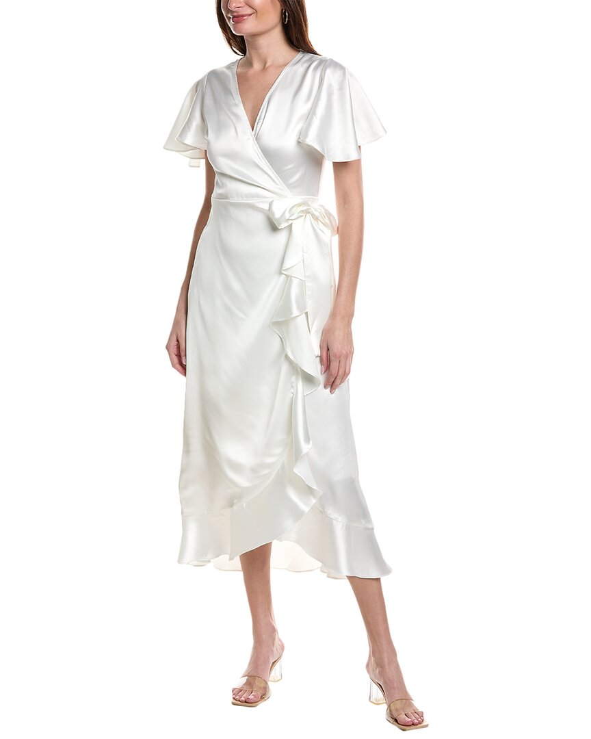 Dress Forum Flutter Sleeve Wrap Dress In White