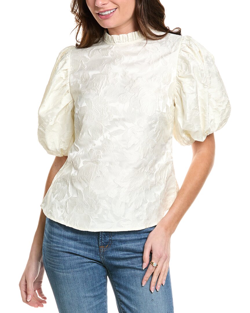 Gracia Jacquard Blouse In White