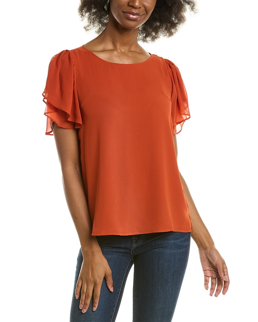 Vince Camuto Tulip Sleeve Top In Red