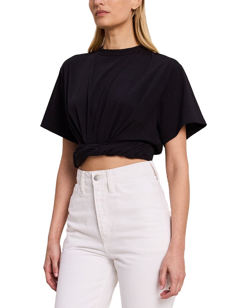 A.l.c . Mimi Gathered Crop T-shirt In Black