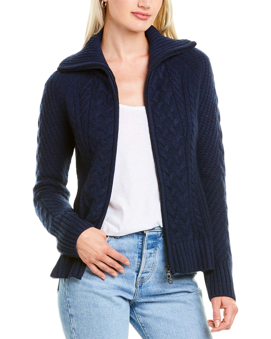 Image of Forte Cashmere Zip Cable Cashmere Cardigan