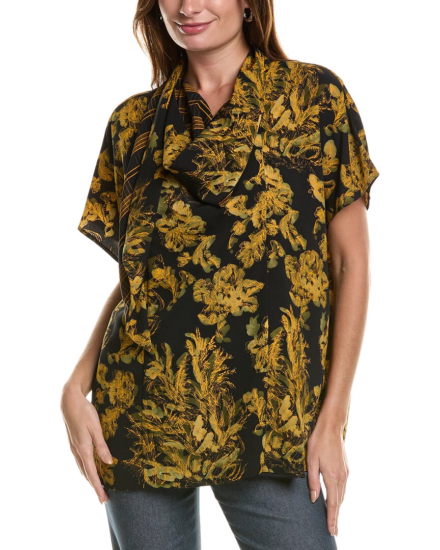 Lafayette 148 New York Scarf Neck Blouse In Yellow