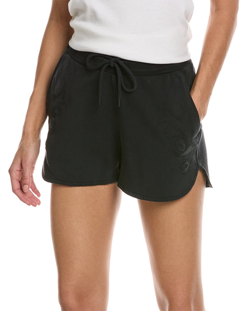 The Kooples Womens Bla55 Logo-embroidered Drawstring-waist Cotton Shorts