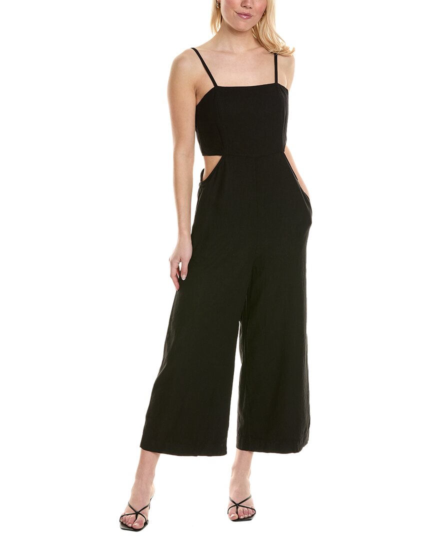 Shop Stateside Wide Leg Linen-blend Jumpsuit In Black