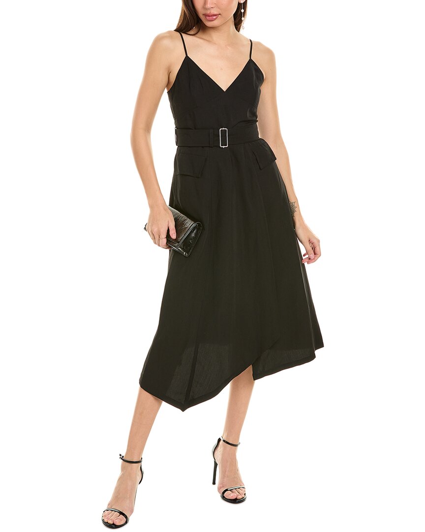 A.l.c . Jacquelyn Linen-blend Midi Dress In Black