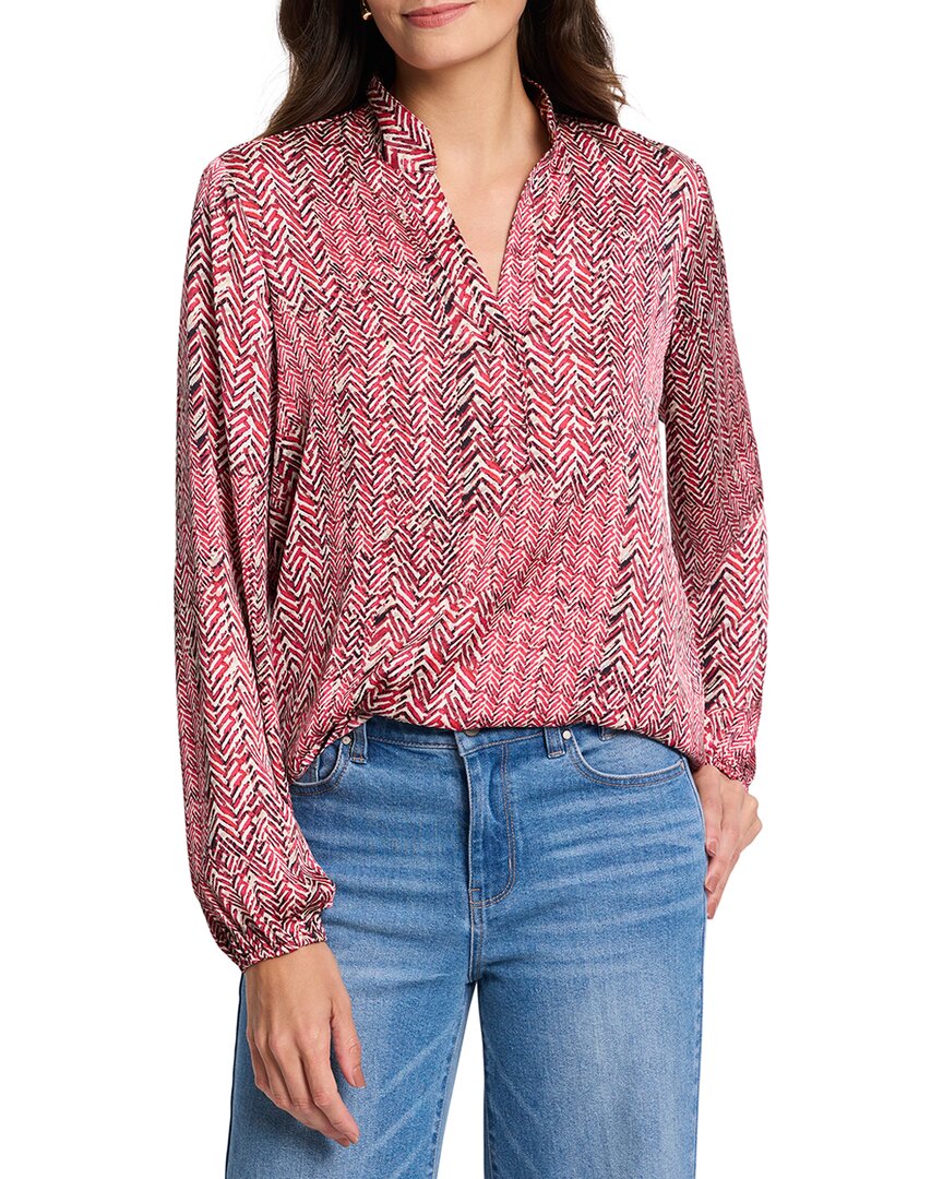 Nic + Zoe Nic+zoe Herringbone Stamp Button Front Shirt