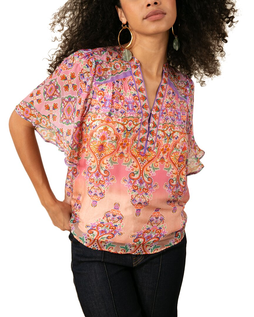 Hale Bob Adriana Silk-blend Blouse In Pink