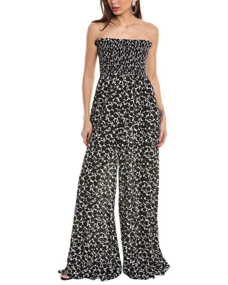 Pre-owned Michael Kors Collection Floral Silk Jumpsuit Women's In Black