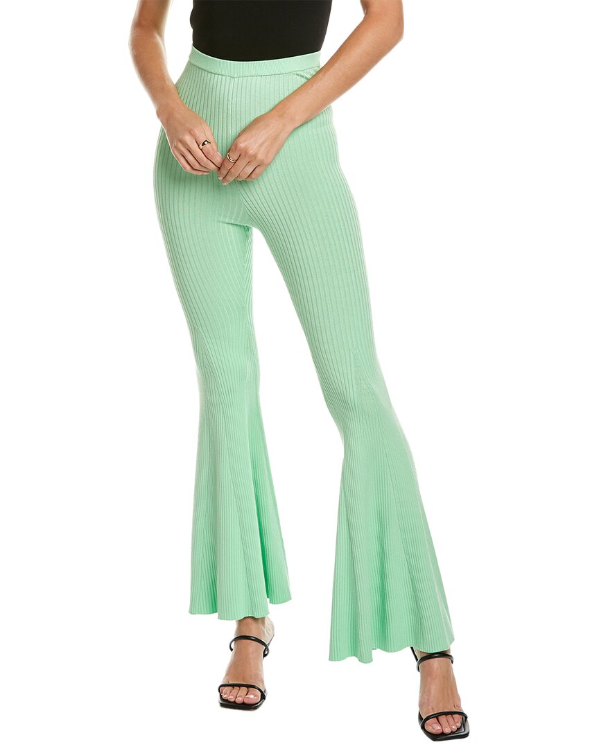 Shop Self-portrait Ribbed Pant In Green