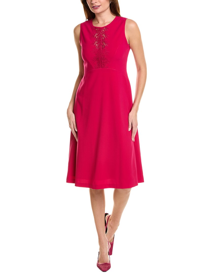 Elie Tahari Lace Applique Midi Dress In Pink