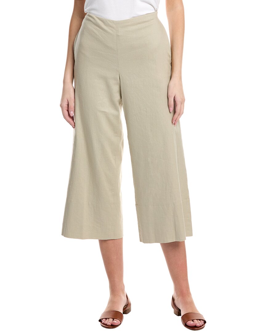 Vince Crop Wide Linen-blend Pant In Grey