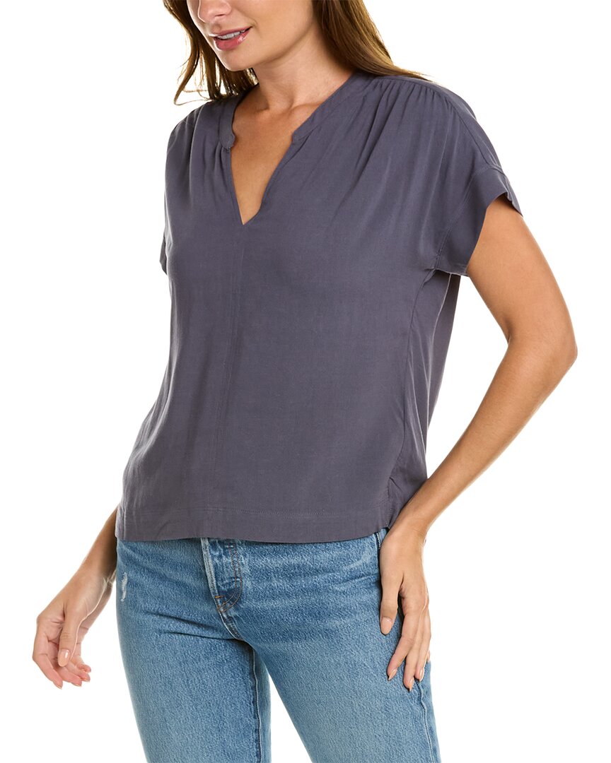 Splendid Wynne Linen-blend Blouse In Navy