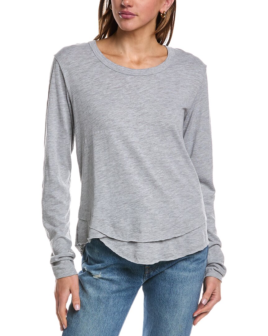 Chrldr Ava Mock Layer T-shirt In Gray